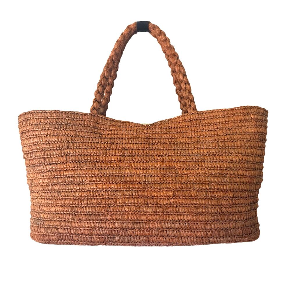 Annabel Ingall Australia Large Woven Raffia Bag in Brown